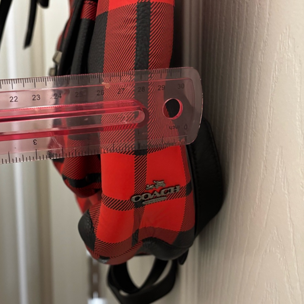 Coach Red and Black Plaid Backpack! UEC. Pockets on the front. - Picture 5 of 13